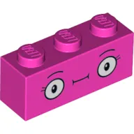 Brick 1 x 3 with Face, Straight Mouth, Eyelashes Print