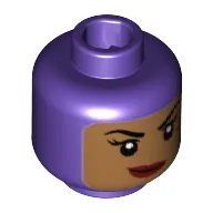 Minifig Head Batgirl, Balaclava with Medium Nougat Face, Beauty Mark, Crooked Smile Print [Hollow Stud]