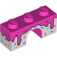 Brick Arch 1 x 3 with Dark Pink Frosting, Sprinkles print