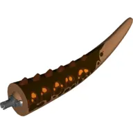 Animal Body Part, Dinosaur, Carnotaurus Tail, with Spikes and Pin, Dark Brown Stripes and Orange Spots Print