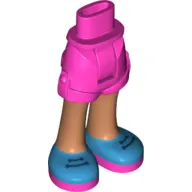 Minidoll Hips and Shorts with Nougat Legs and Black Laces on Dark Azure and Dark Pink Shoes Print