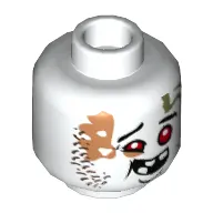 Minifig Head Chew Toy, Red Eyes, Crooked Smile, Large Teeth, Stubbed Beard Print [Hollow Stud]