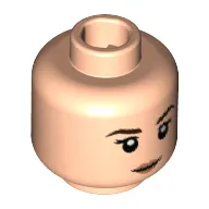 Minifig Head Hermione Granger, Dark Brown Eyebrows, Peach Lips Print [Hollow Stud]