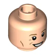 Minifig Head Newt Scamander, Medium Nougat Eyebrows and Countour Lines, Wide Grin Print [Hollow Stud]