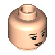 Minifig Head Tina Goldstein, Dual Sided, Dark Brown Eyebrows, Peach Lips, Neutral Expression / Small Smile Print [Hollow Stud]