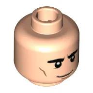 Minifig Head Percival Graves / Gellert Grindelwald, Dual Sided, Eyebrows Thick, Smile, White Eyebrows and Mustache / Gray Right Eye Print [Hollow Stud]