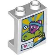 Panel 1 x 2 x 2 [Side Supports / Hollow Studs] with I Love HLC Heart with Headband Playing Soccer print