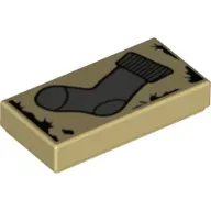 Tile 1 x 2 with Dark Bluish Gray Sock Print