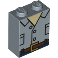 Brick 1 x 2 x 2 with Inside Stud Holder with Shirt, Brown Belt print