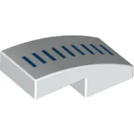 Brick Curved 2 x 1 No Studs [1/2 Bow] with Dark Azure Lines print