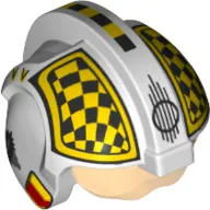 Helmet with Visor Rebel Pilot, Center Ridge, Trans-Orange Visor, Yellow Black Squares, Checkered Print