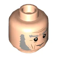 Minifig Head Garrick Ollivander, Grey Eyebrows and Sideburns, Stubble, Cheek Lines, Neutral / Scared [Hollow Stud]
