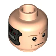 Minifig Head Lobot, Medium Nougat Eyebrows, Control Panel / Computer on Side of the Head Print [Hollow Stud]