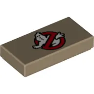 Tile 1 x 2 with Ghostbusters Logo print