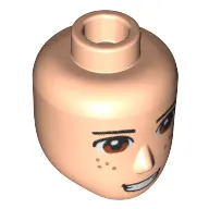 Minidoll Head Male with Brown Eyes, Freckles, Full Teeth Grin