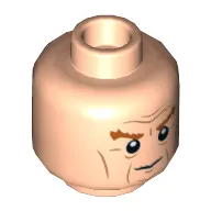 Minifig Head Godric Gryffindor, Dark Orange Bushy Eyebrows, Medium Nougat Facial Lines Print [Hollow Stud]