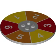 Plate Special Round 8 x 8 with 2 x 2 Center Studs with '1', '2', '3', '4', '5', '6' Spinning Wheel print
