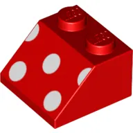 Brick Sloped 45° 2 x 2 with White Circles, Dots print