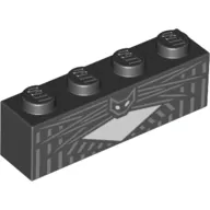 Brick 1 x 4 with Light Bluish Grey Lines, Bat/Cat print