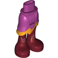 Minidoll Hips and Asymmetrical Skirt with Wave Hem Medium Orange and Dark Red Boots with Purple Flames Print