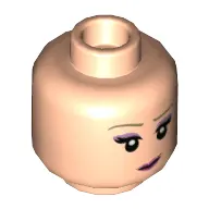Minifig Head Elsa, Medium Nougat Eyebrows, Medium Lavender Eye Shadow, Dark Pink Lips, Smile / Wink Print