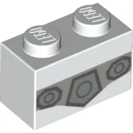 Brick 1 x 2 with Light Bluish Grey Field, Dark Bluish Grey Shapes print