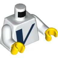 Torso Dark Blue V Print, White Arms, Yellow Hands