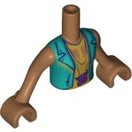 Minidoll Torso Girl with Dark Turquoise Jacket, Yellow Shirt, Necklace with Music Note Hanger