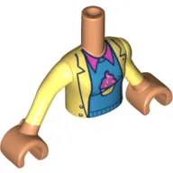Minidoll Torso Girl with Bright Light Yellow Jacket, Dark Azure Shirt with Cupcake, Dark Pink Collar