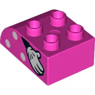 Duplo Brick 2 x 3 with Curved Top with White Spots and Hand with White Glove Print (Minnie Mouse)