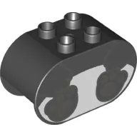 Duplo Brick 2 x 4 x 2 Rounded Ends with Panda Body and Feet Print
