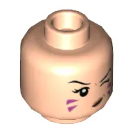 Minifig Head D.Va, Dual Sided, Winking and Purple Markings / Blowing Bubblegum Bubble Print [Hollow Stud]