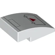 Brick Curved 3 x 2 No Studs with Hatch, Red Triangle print