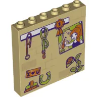 Panel 1 x 6 x 5 with Holsters, Coat rack, Horse Shoe, Lady Bug, Photo of Girl with Horse, Brush print
