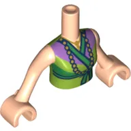 Minidoll Torso Woman with Lime with Green Coat/Dress, Lavender Trim, Pearl Necklace Print