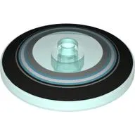 Dish 4 x 4 Inverted with Open Stud [Radar] with Black, Light Blue, and Metallic Silver Circles Print