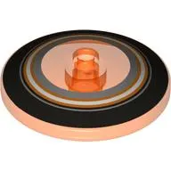 Dish 4 x 4 Inverted with Open Stud [Radar] with Black, Orange, and Metallic Silver Circles Print