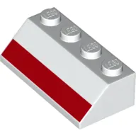 Brick Sloped 45° 2 x 4 with Horizontal Red Stripe print