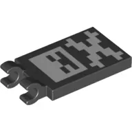 Tile Special 2 x 3 with 2 Clips [Thick Open O Clips] with Pixelated Cross and Bones