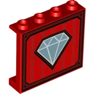 Panel 1 x 4 x 3 [Side Supports / Hollow Studs] with Diamond in Frame print