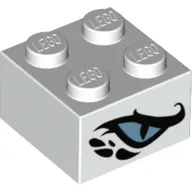 Brick 2 x 2 with Medium Blue Snake Eye, Black/White Scales