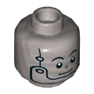 Minifig Head Tin Man, Eyebrows, Silver Nose and Chin Strap Print [Hollow Stud]
