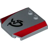 Brick Wedged, Curved Triple 4 x 4 x 2/3 with 2 Studs and 2 Red Stripes, Wild Style Logo Graffiti print