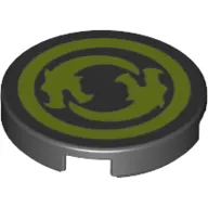 Tile Round 2 x 2 with 2 Lime Dragons