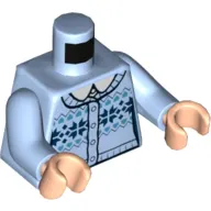 Torso Christmas Sweater with Dark Blue, Dark Azure Stars, Bright Light Blue Arms, Light Nougat Hands