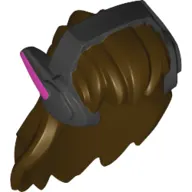 Hair with Headset, Long, Black Headset with Magenta Markings Pattern