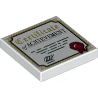 Tile 2 x 2 with 'Certificate of Achievement', Red Ribbon, Gold Border Print