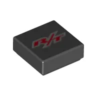 Tile 1 x 1 with Red R/T print