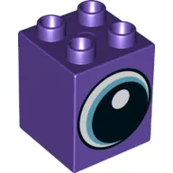 Duplo Brick 2 x 2 x 2 with Eye with Large Black Pupil and Blue Iris Print