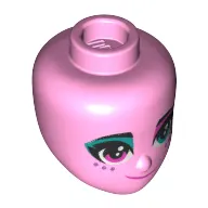 Minidoll Head Dark Pink Eyes, Dark Turquoise Eye Shadow, 3 Freckles